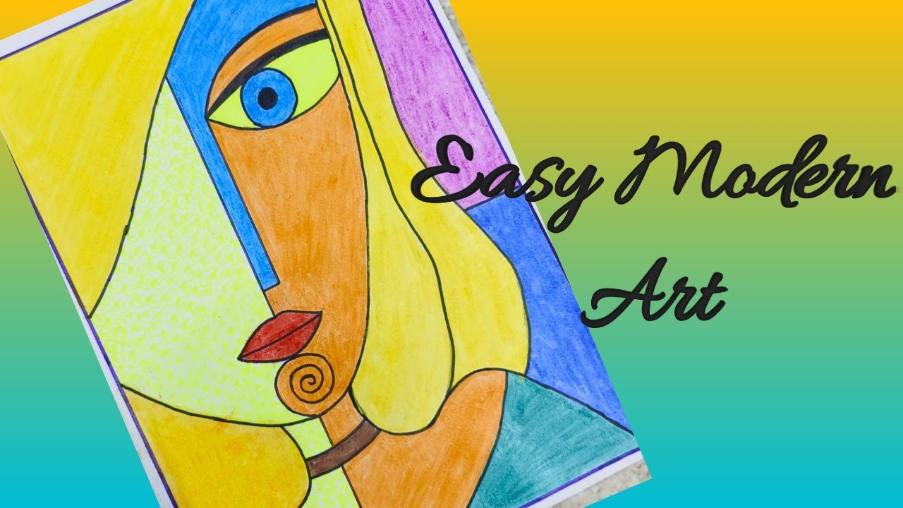 Easy Modern Painting | Modern Art | Modern face art | crayon colour drawing | Figurative drawing