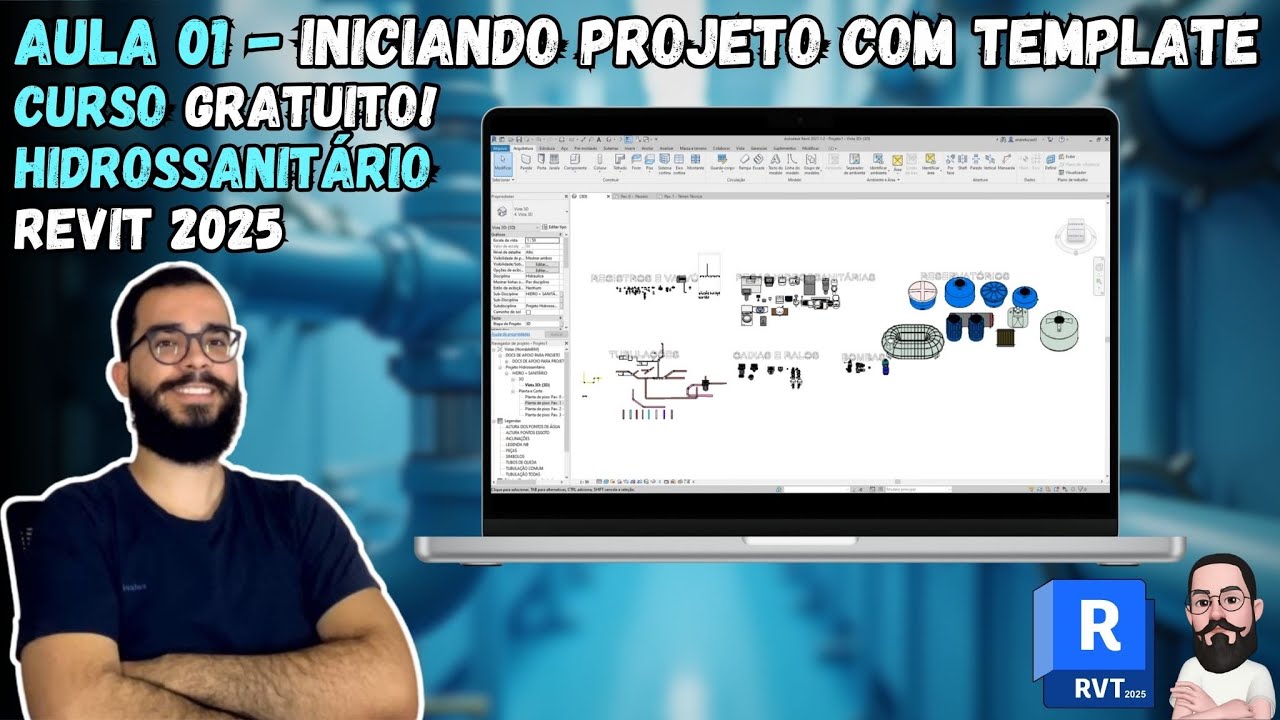 Aula 01 - Iniciando novo projeto com TEMPLATE HIDROSSANITÁRIO 2.0 - Curso Hidrossanitário REVIT MEP