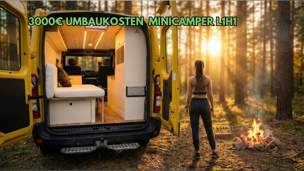 Low Budget 2600&euro; Midi L1H1 Camper Van Build Timelapse from Start to Finish Simple Conversion Budgi