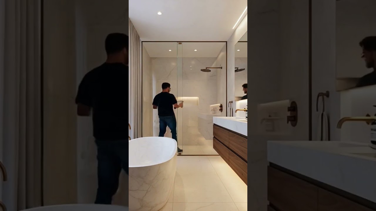 Luxury Bathroom Spa Design Freestanding Tub Rainfall Showers 