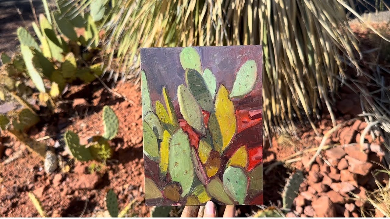 Painting Prickly Pear Cactus | Mixing Greens Part 1, Sedona, Arizona