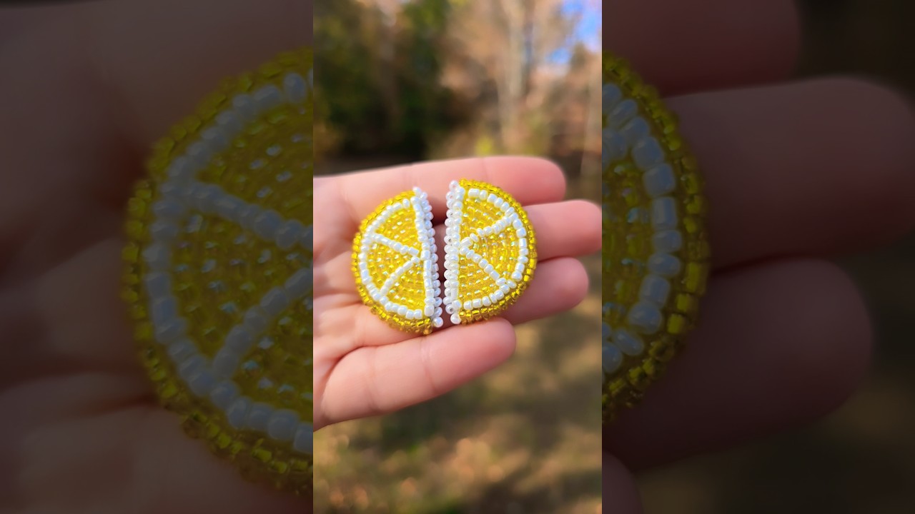 handmade Beaded Lemon earrings shop now at Etsy 🍋 perla_store_designs 