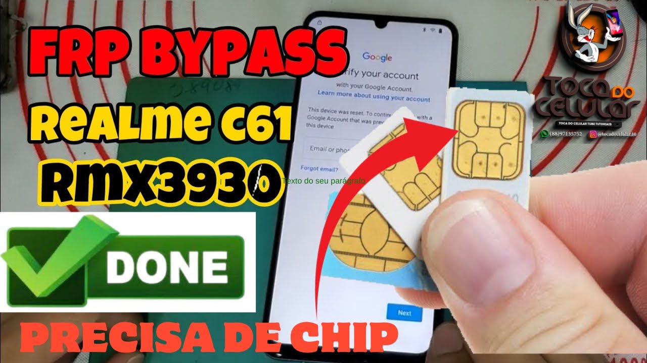 Desbloqueio Conta Google C61 Realme Frp Android 14