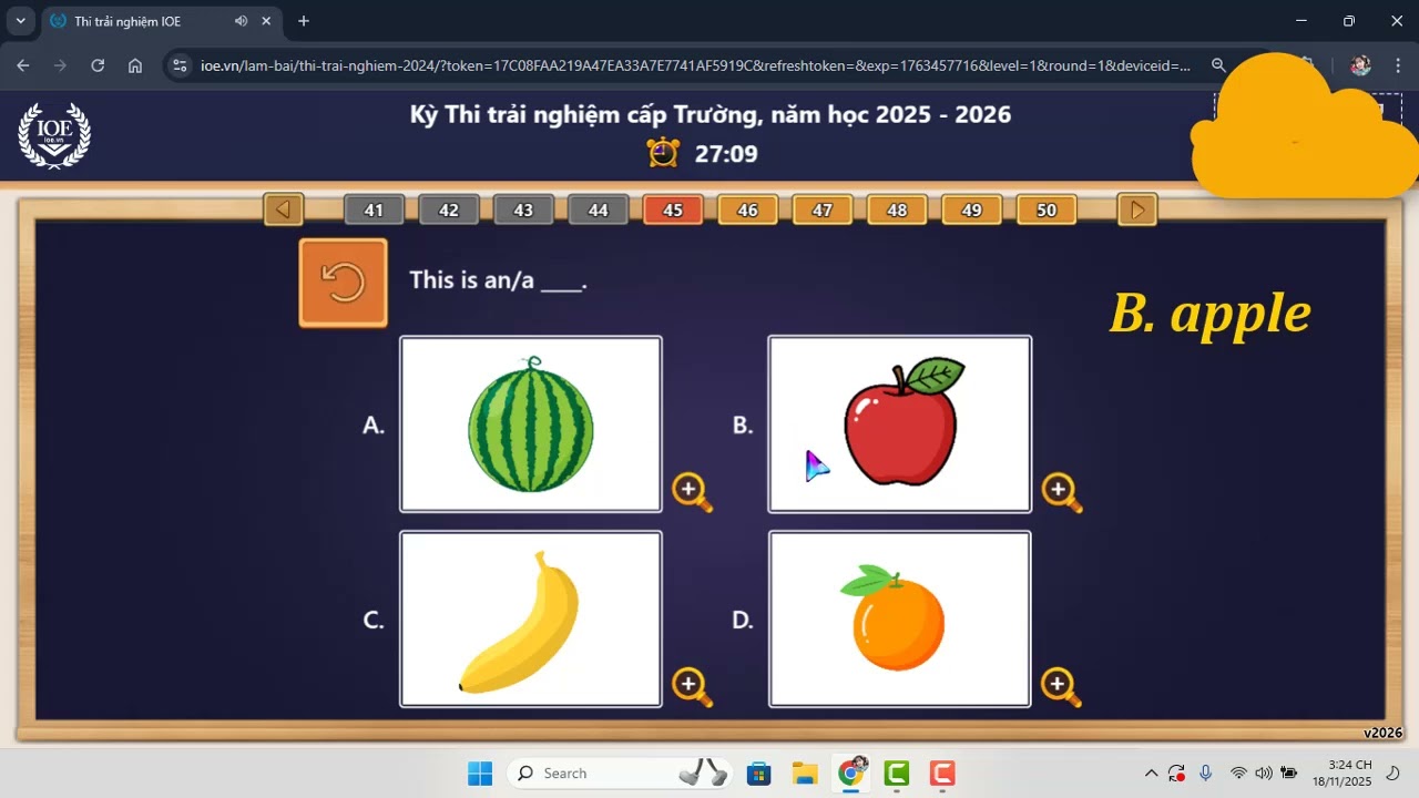 IOE Lớp 1 trải nghiệm cấp trường