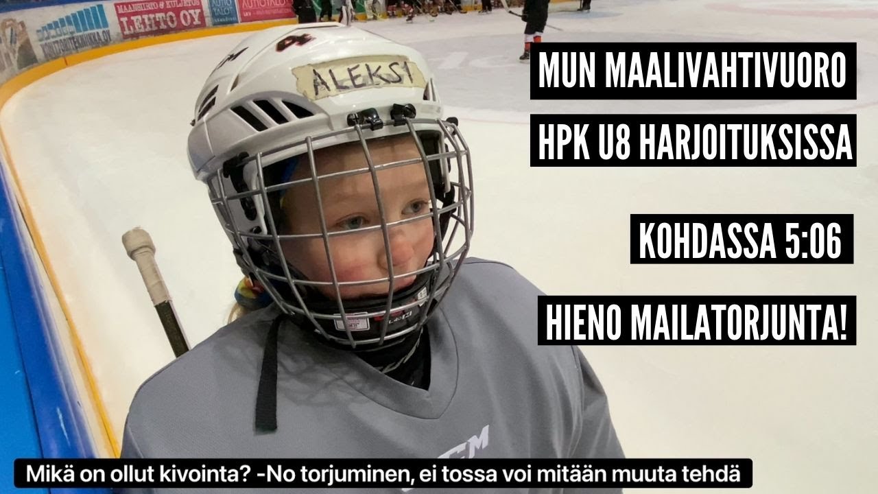 JÄÄKIEKKOMAALIVAHTINA HPK U8 harjoituksissa Pohjantähti-Areenalla