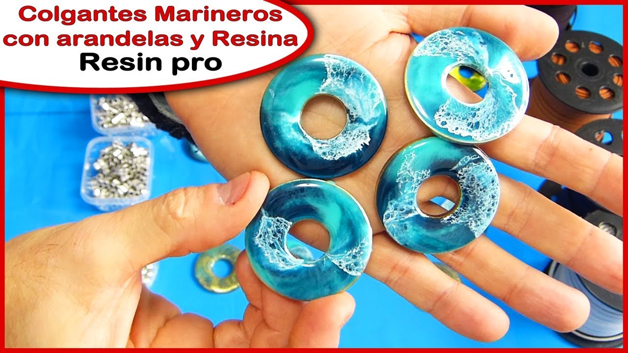 RESINA PASO A PASO / Colgantes Marineros 🌊con arandelas y Resina Resin Pro