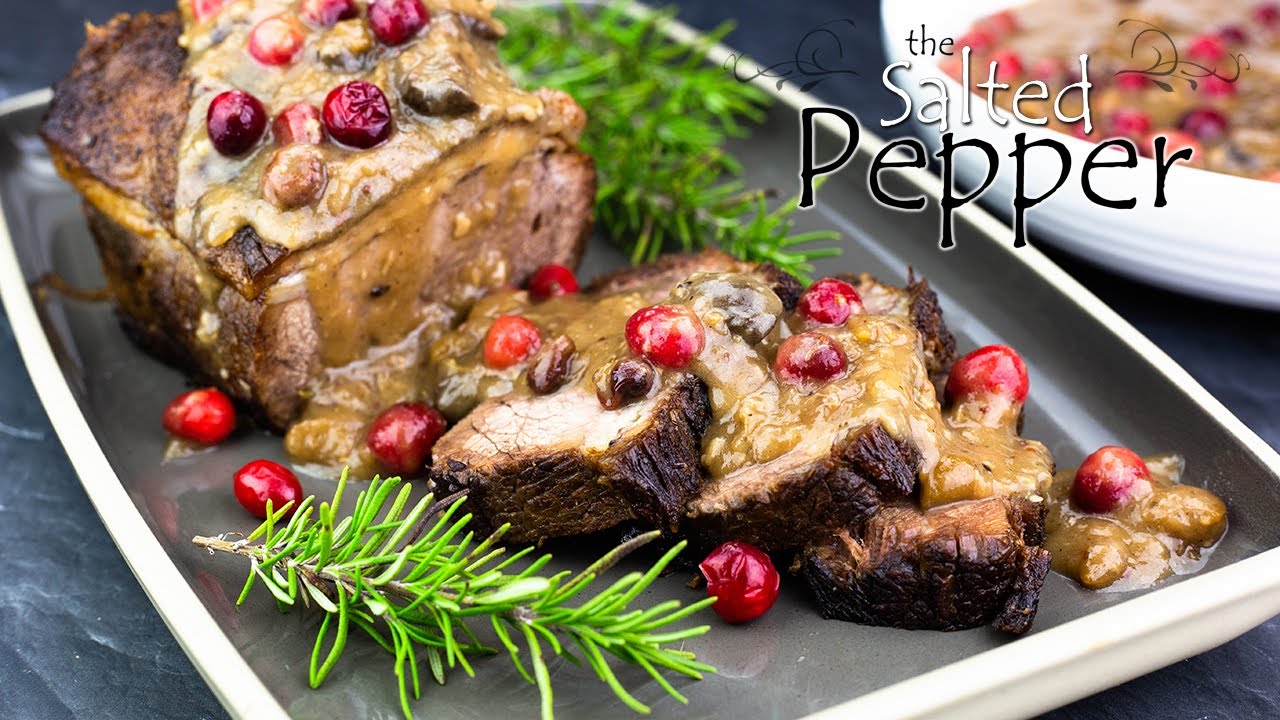 Ninja Foodi Brisket with Cranberry Mushroom Gravy