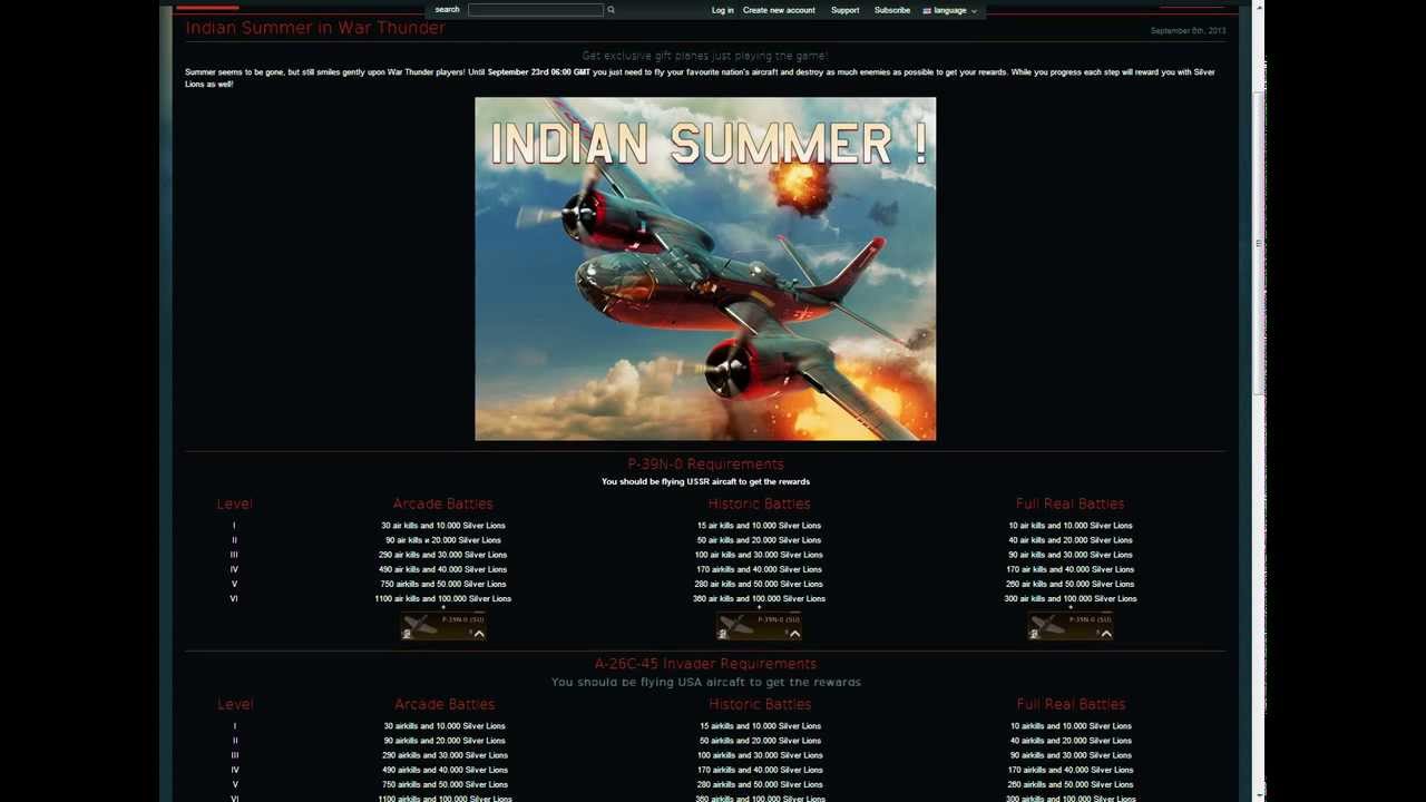 Mcwhine A Lot News - War Thunder 'Indian Summer' Promotion