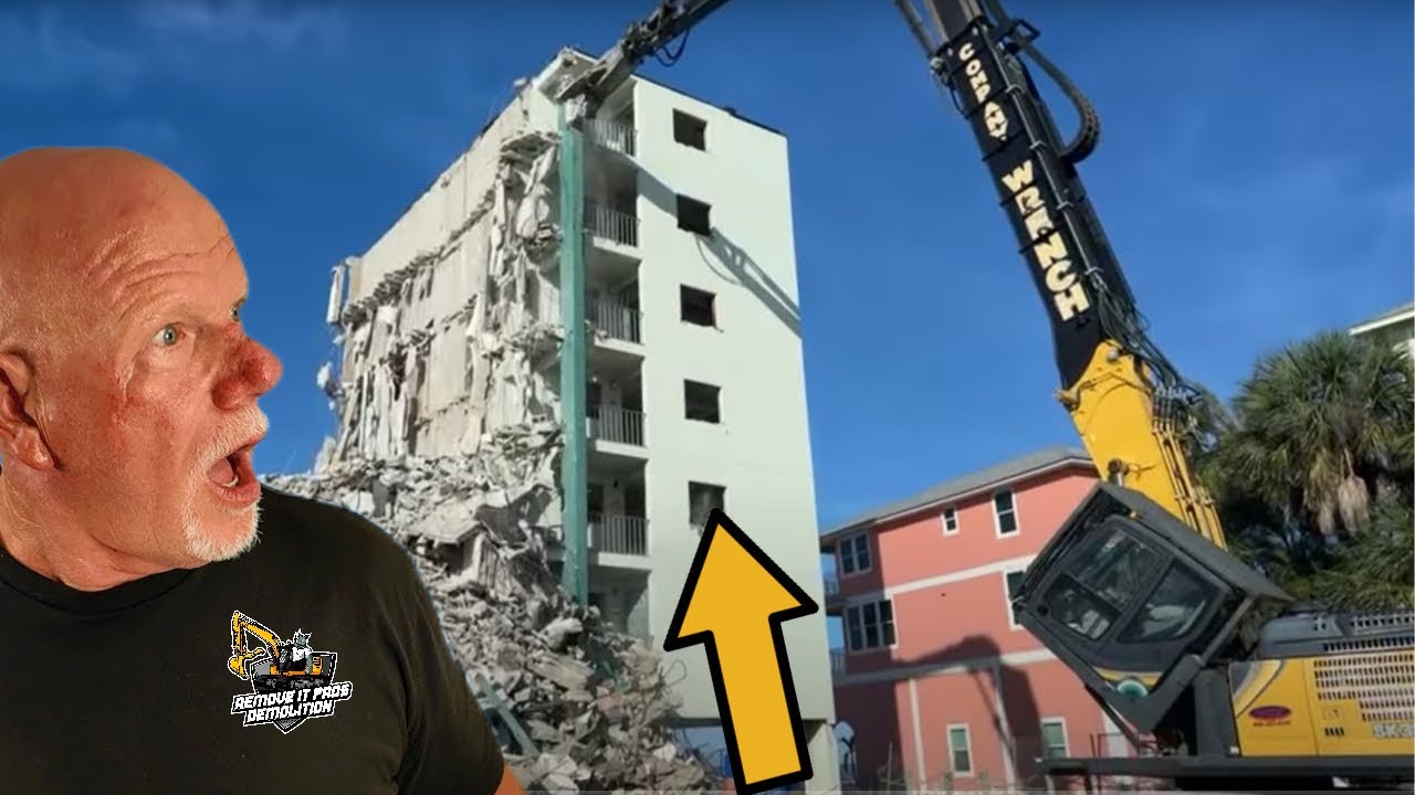 Demolishing Huge Building Damaged By Hurricane IAN