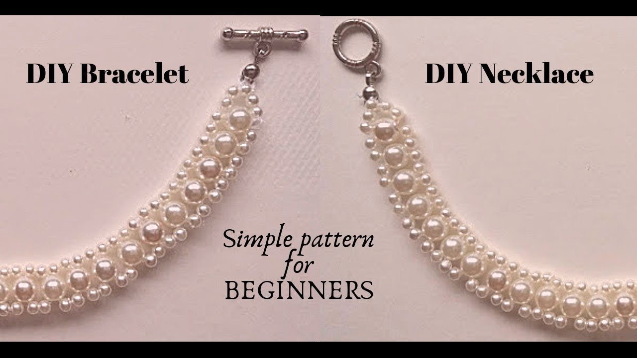 DIY Bracelet or Necklace with simple beading pattern.  Beginner Beading