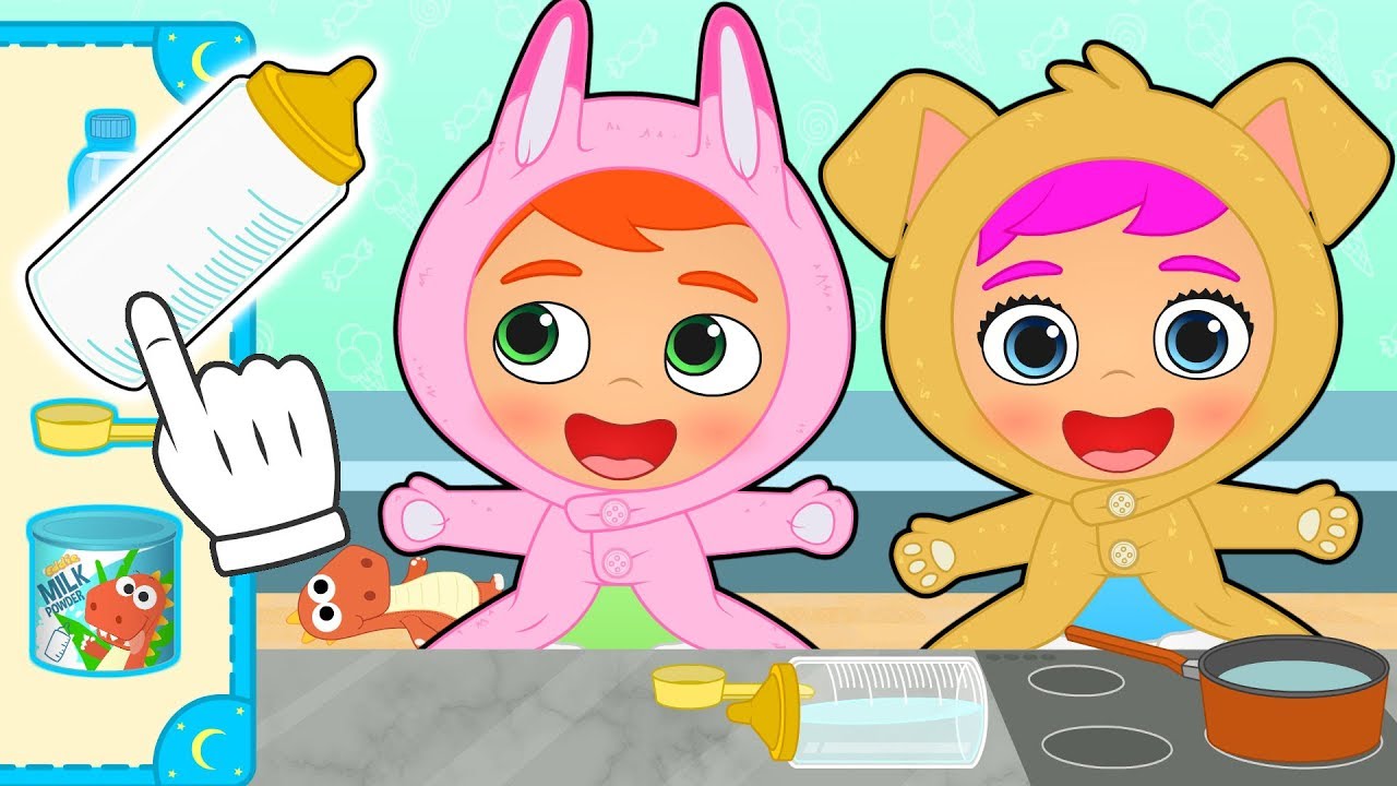 BABY ALEX AND LILY 🍼👶 Learn How to Prepare Bottle Before Bed | Games and Cartoons for Kids