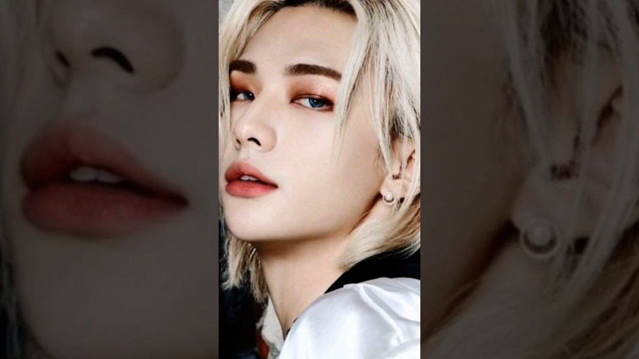 Hyunjin without makeup and with makeup 