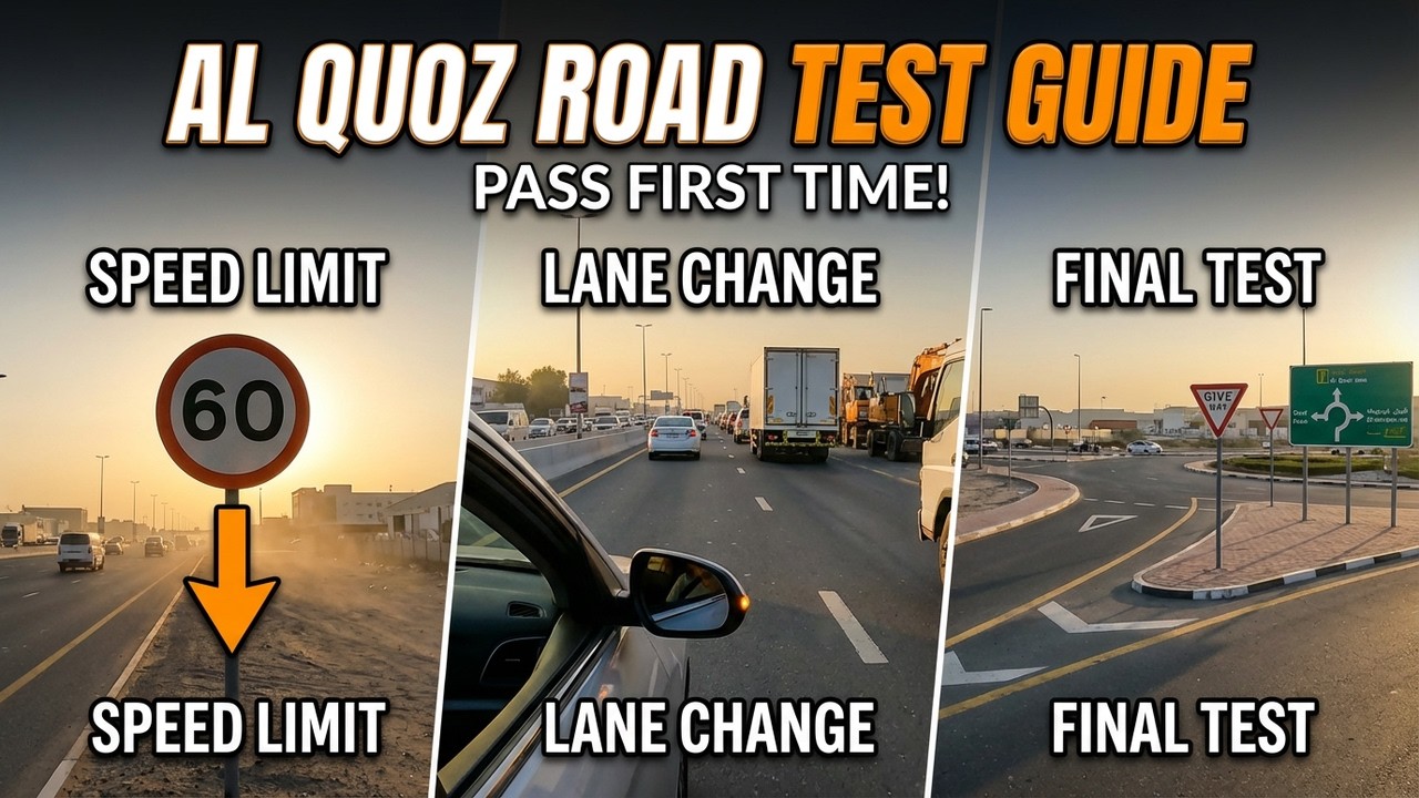 RTA Road test tips ( Al Quoz Area) | Final road test in Dubai | How to change lane| ROAD TEST MAP