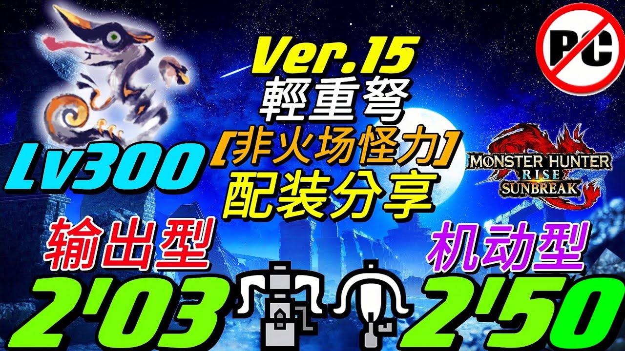 【MHR:SB NS】傀異克服霞龍 Lv300傀異探究任務 重弩 2分03秒 & 輕弩 2分50秒|非火场怪力|Ver.15.0 輕重弩配装分享 LBG&HBG 傀異克服オオナズ[魔物獵人崛起:破曉]