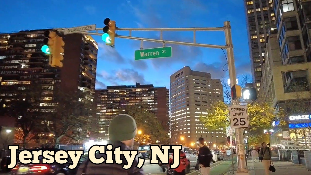Evening walk in Jersey City, NJ | Essex Street light rail station to Grove Street PATH station