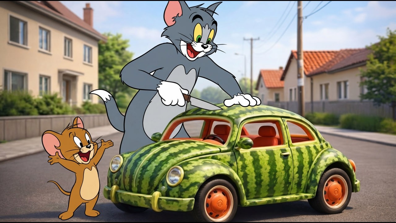 🚗🍉 A Tom father built a watermelon car for his Jerry until someone ruined it all.
