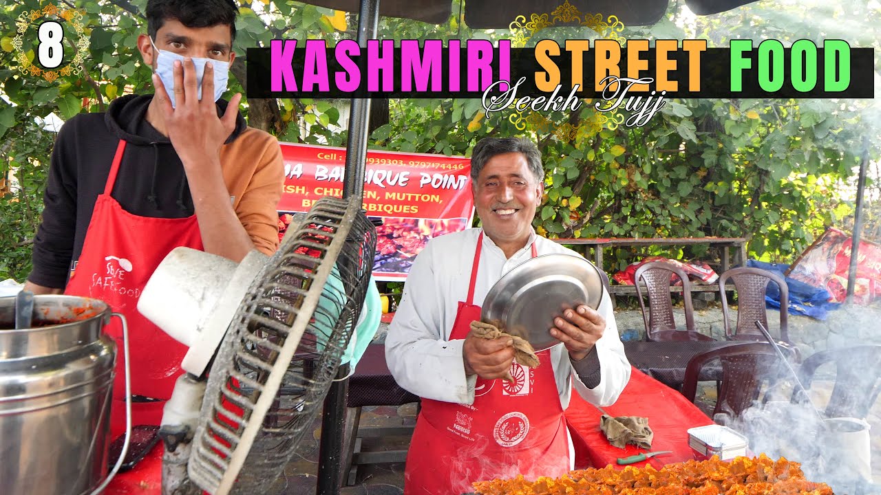 BARBEQUE KING OF SRINAGAR 🔥| CHILLI SEEKH TUJJ + Zafrani Kahwa at Dal Lake | Kashmir Street Food!!