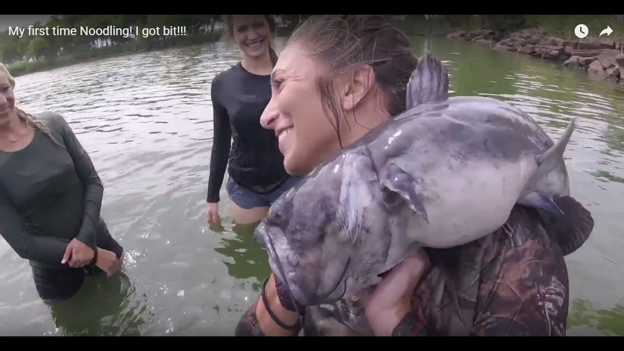 My first time Noodling! I got bit!!!