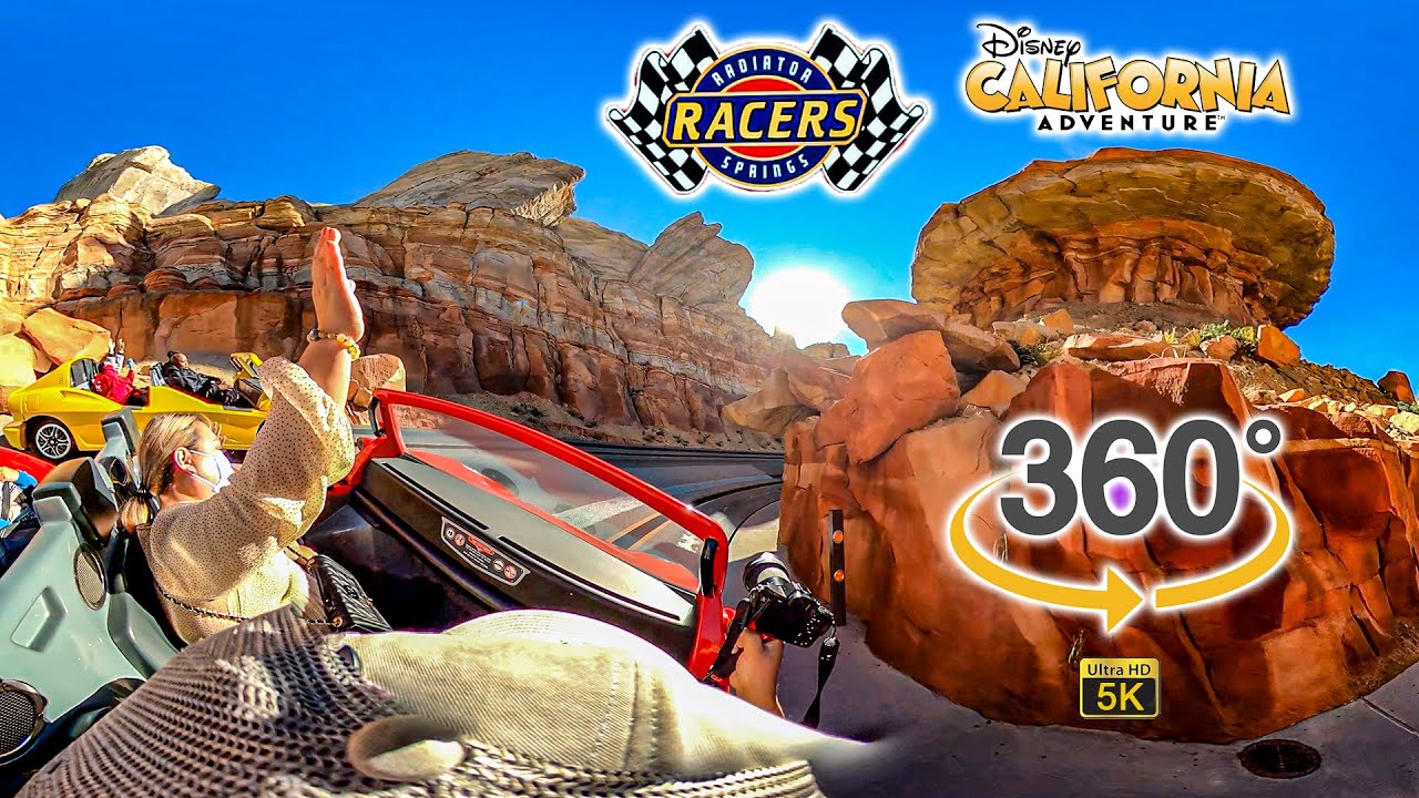 VR 360 5K Radiator Springs Racers On Ride POV with Queue DCA Disneyland Resort 2022 01 09