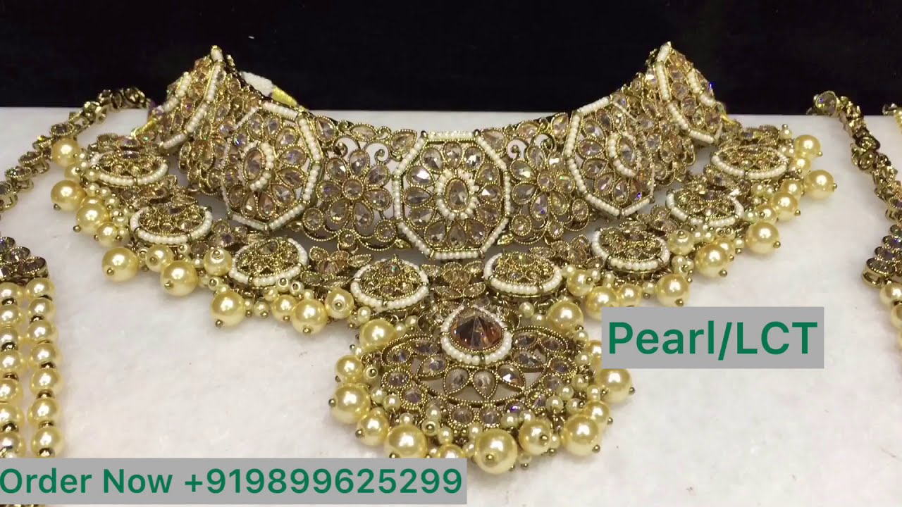Premium Quality Designer Wedding Jewellery In Reverse AD | Green Color Bridal Jewellery Set