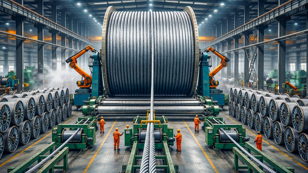 Inside the HEAVY-DUTY Steel Cable Factory – How Giant Wire Ropes Are Made (Full Process)
