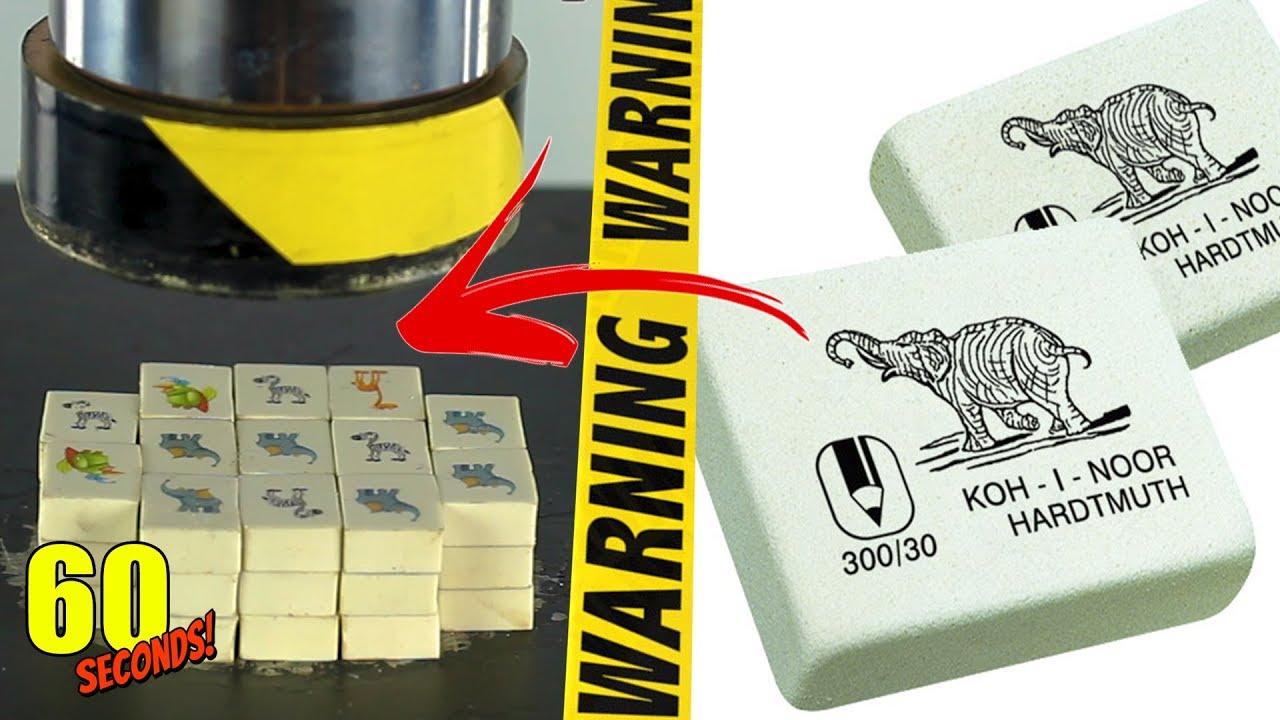 60 SECONDS Experiment - HYDRAULIC PRESS VS White Eraser | CRASH TEST