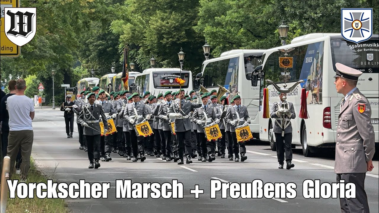 Yorckscher Marsch + Preußens Gloria - Wachbataillon der Bundeswehr marschiert zum Schloss Bellevue