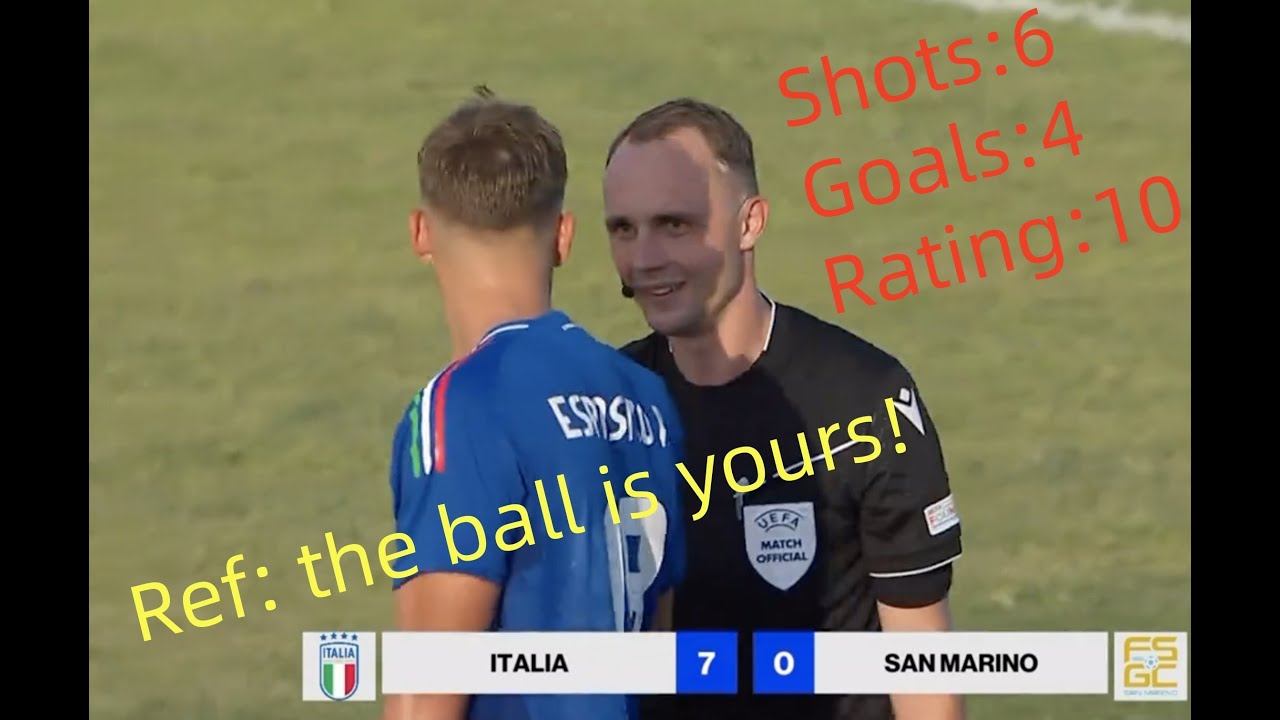 Francesco Pio Esposito（Inter） | Every Touch | Italy U21 7:0 San Marino U21 | New Luca Toni