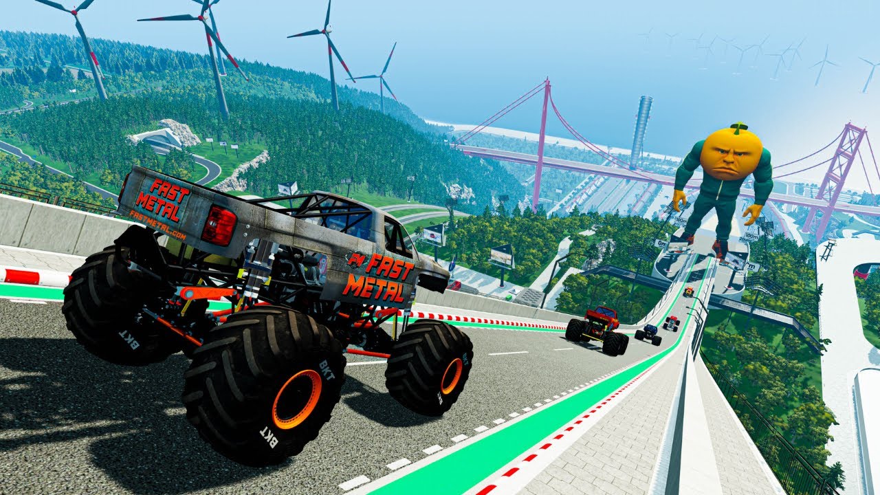 Epic Monster Truck Jumps & Crashes at High Speed | BeamNG Drive #032