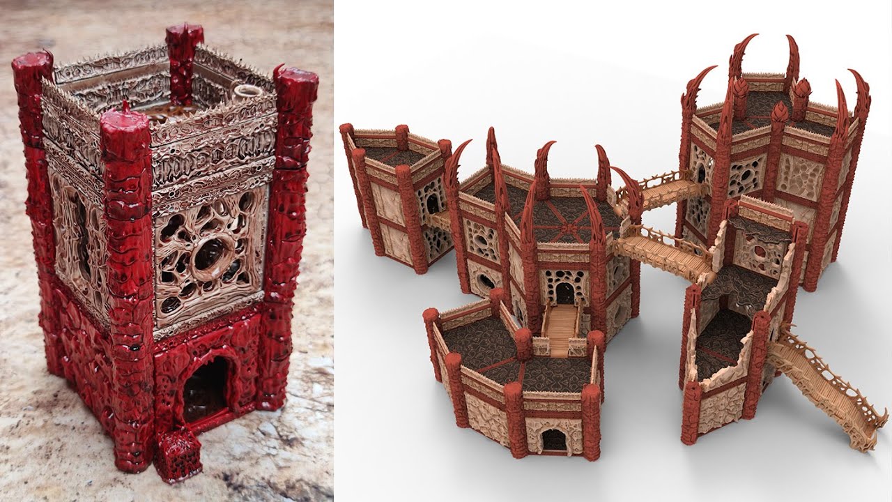 Fukai Kickstarter - Chaotic Alien Hive - 3D printable Building & Terrrain for Wargaming & RPG