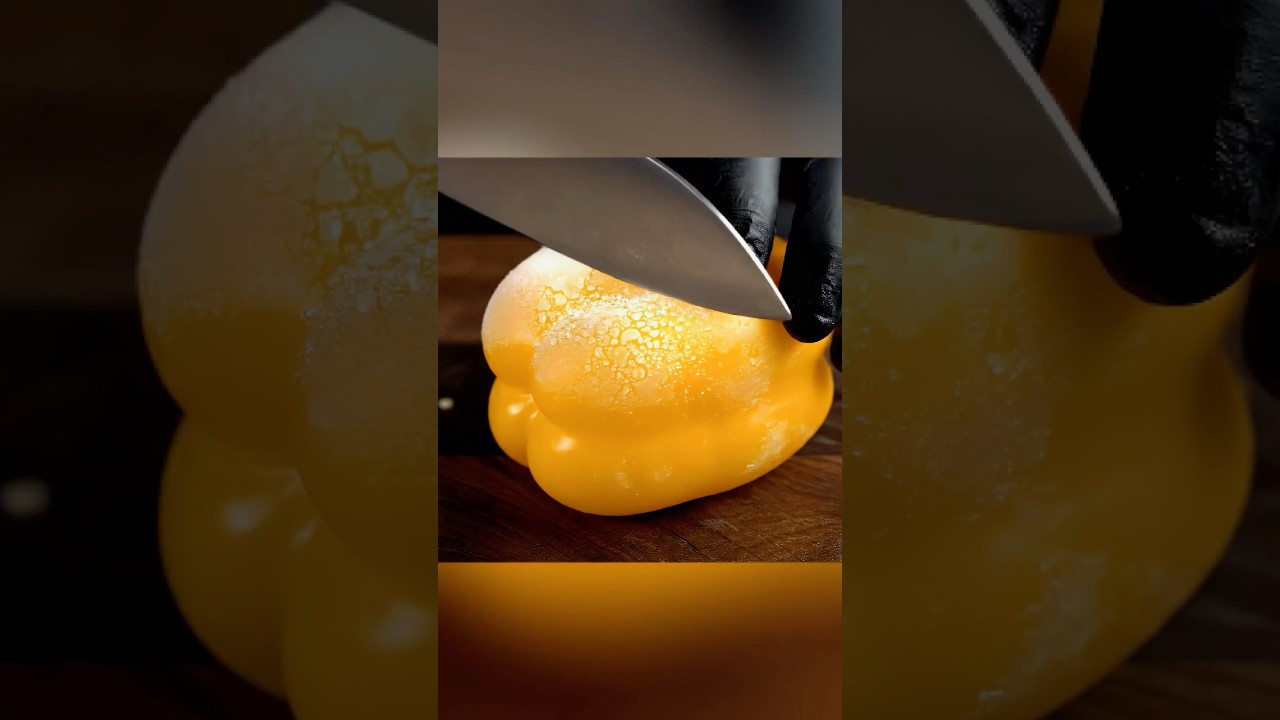 Oddly Satisfying Frozen Vegetable Cutting 🌽🧅🫑 | Crunchy ASMR! #shorts