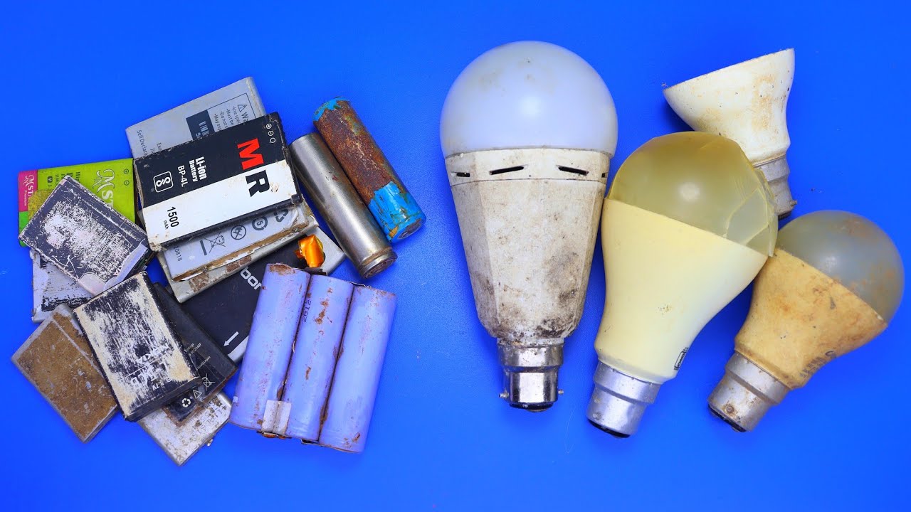 Awesome uses of old batteries old bulbs and old mobile charger
