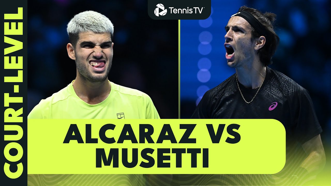 Carlos Alcaraz vs Lorenzo Musetti Court-Level Highlights 😍 | Nitto ATP Finals 2025