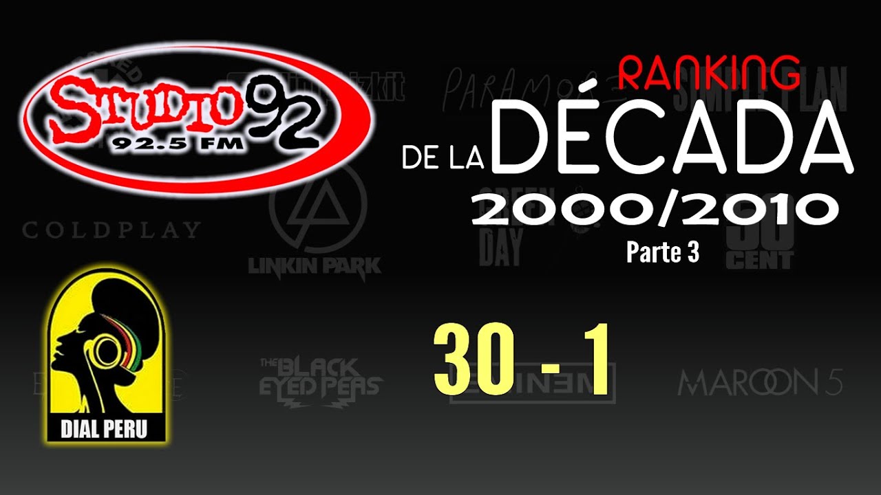 Ranking de la Decada 2000 - 2010 Studio 92 (30 - 1)