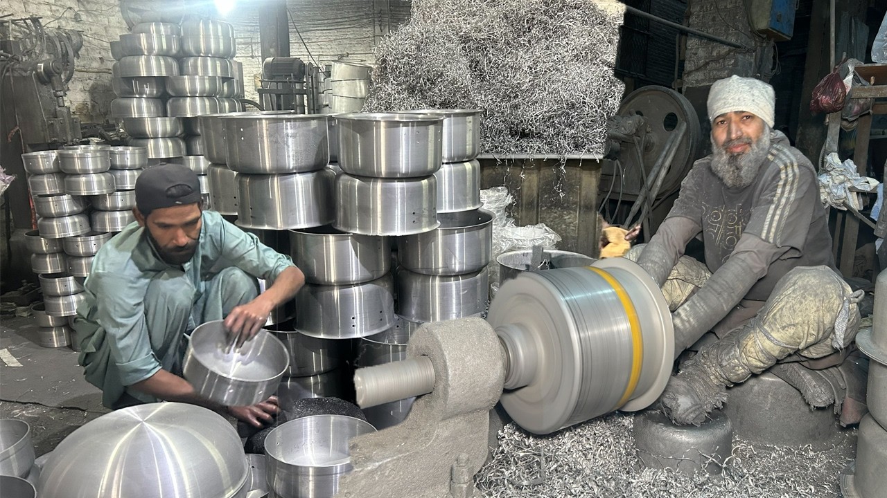 Mass Production Of Silver Frying PAN in 1850s Factory.