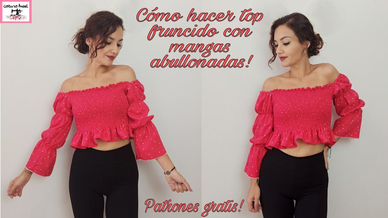 Top o blusa fruncida con mangas abullonadas para mujer ✂️| Patrones gratis en varias tallas!!!