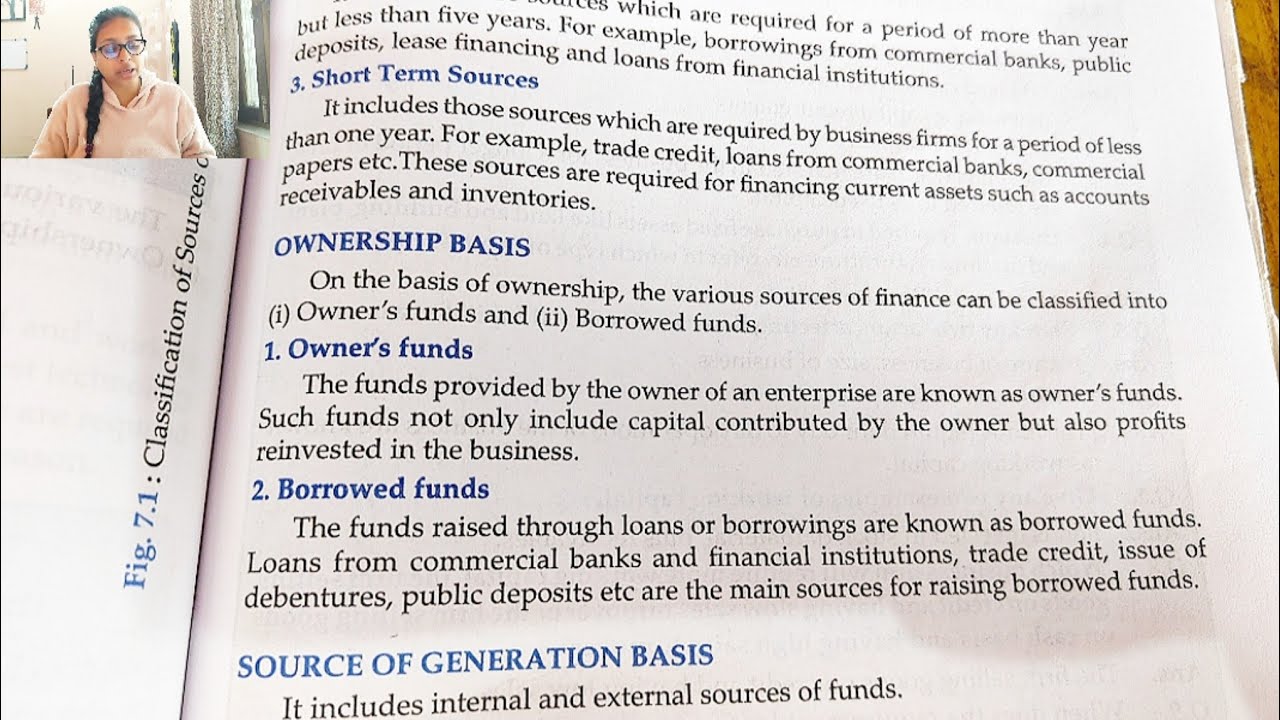 Owners fund ; Borrowed Fund & long term ,medium term; Short term source of fund