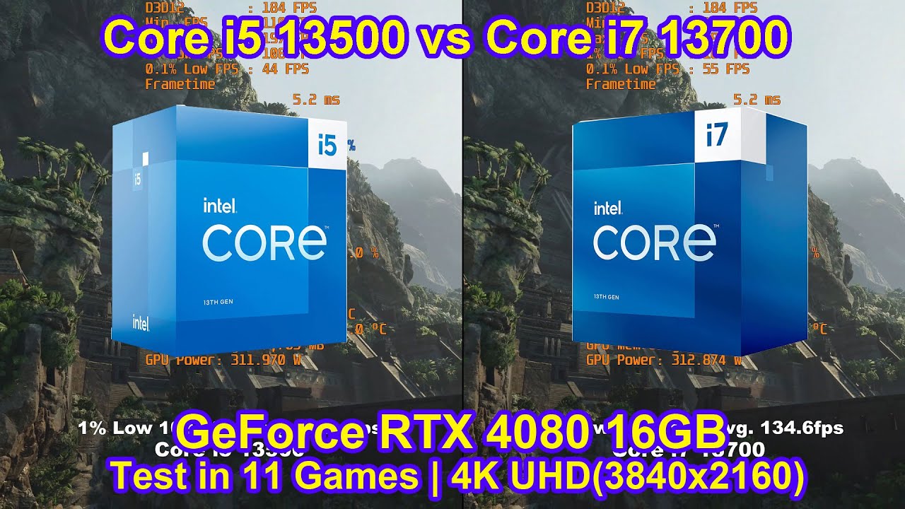 Intel Core i5 13500 vs Core i7 13700 + NVIDIA GeForce RTX 4080 - Test in 11 Games | 4K (3840x2160)