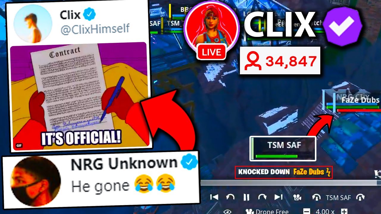 Clix BIG ANNOUNCEMENT? Leaving NRG? Clix, Bizzle, & FaZe Dubs Stream Sniped LIVE by Zayt??