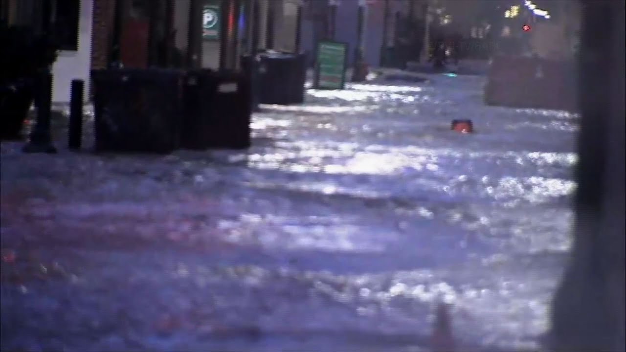 Raw: Water Main Break Floods Downtown Philly
