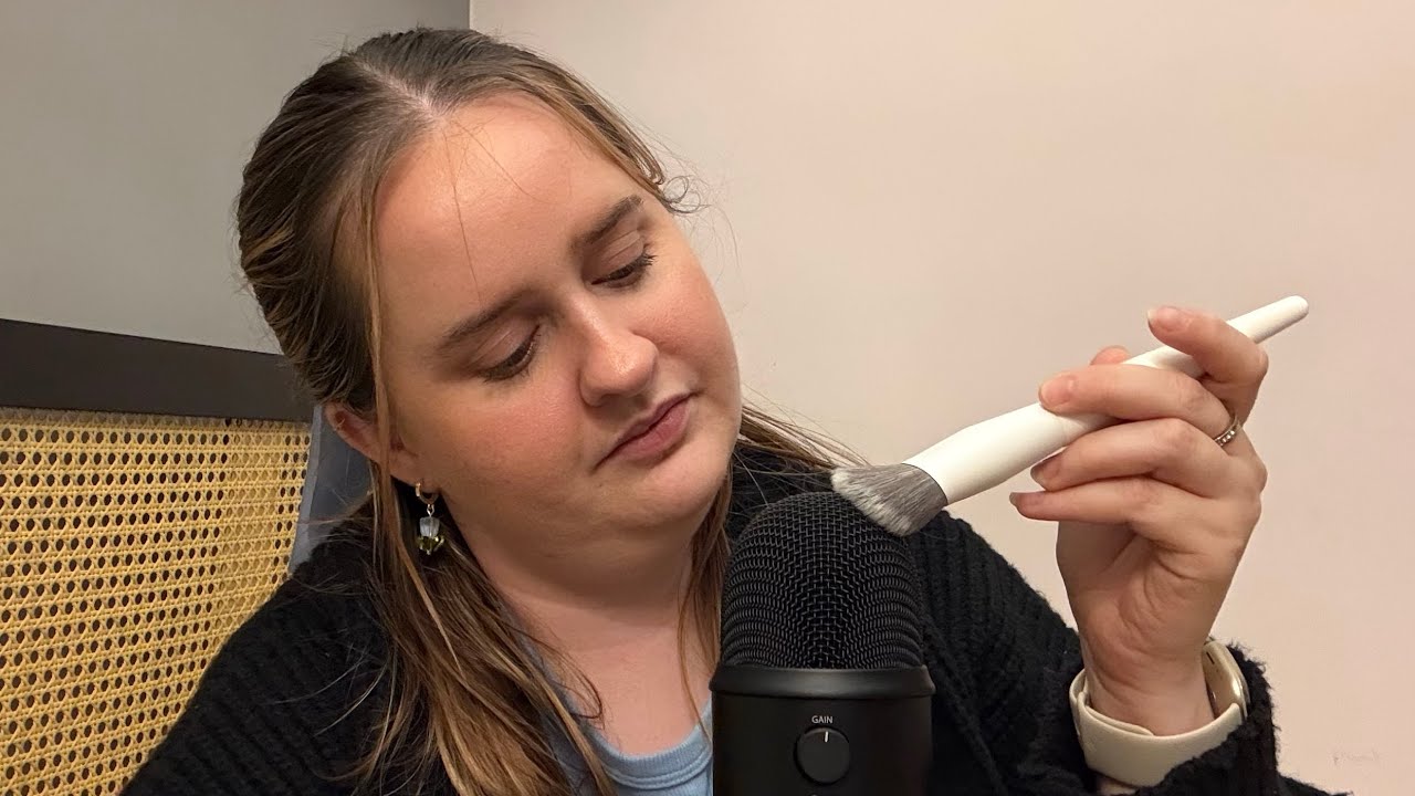 ASMR// microphone brushing and rambling about makeup