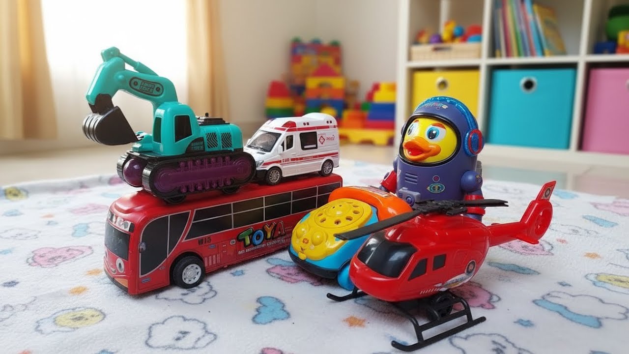 Mencari dan Merakit Mobil Mobilan Ambulance, Helikopter, Bus Tayo, Mobil Telepon, Dan Beko Excavator