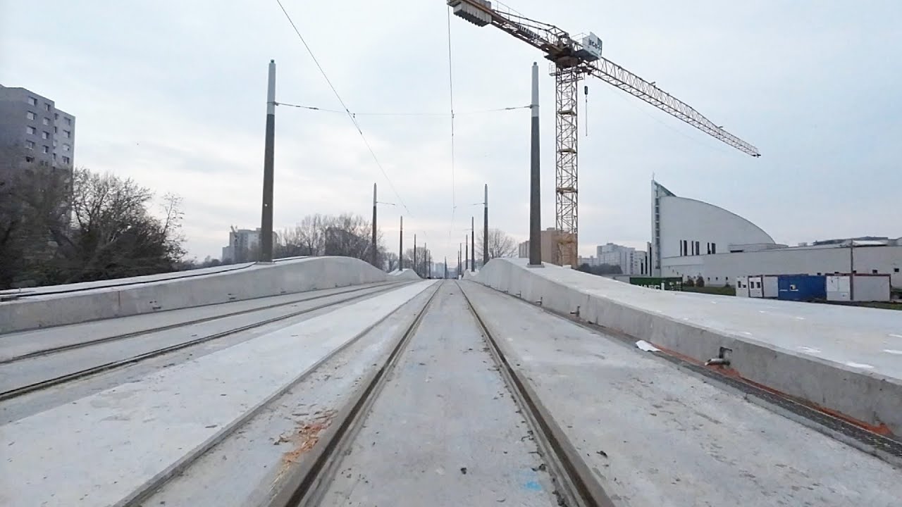 Skúšobná jazda Petržalskej električky (frontview). Úsek Jesenského - Južné mesto (19.12.2024)