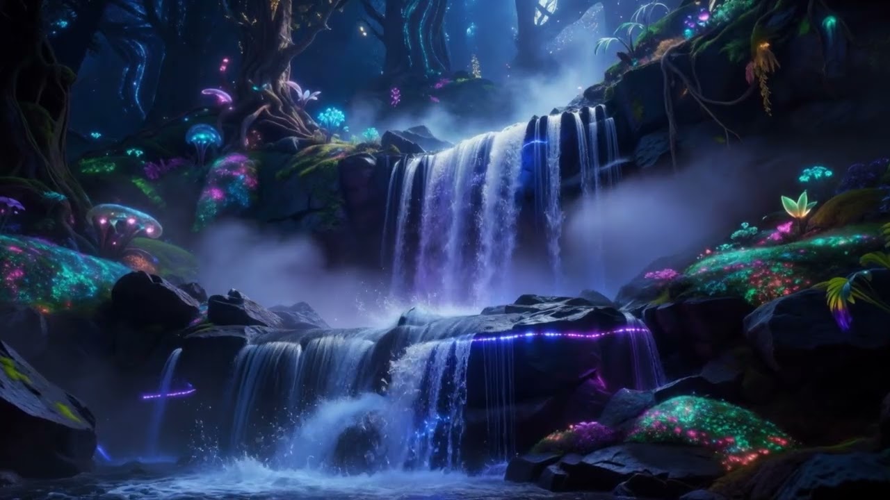 Fall Asleep Now Magical DIY glowing waterfall at nightz Relaxing Music