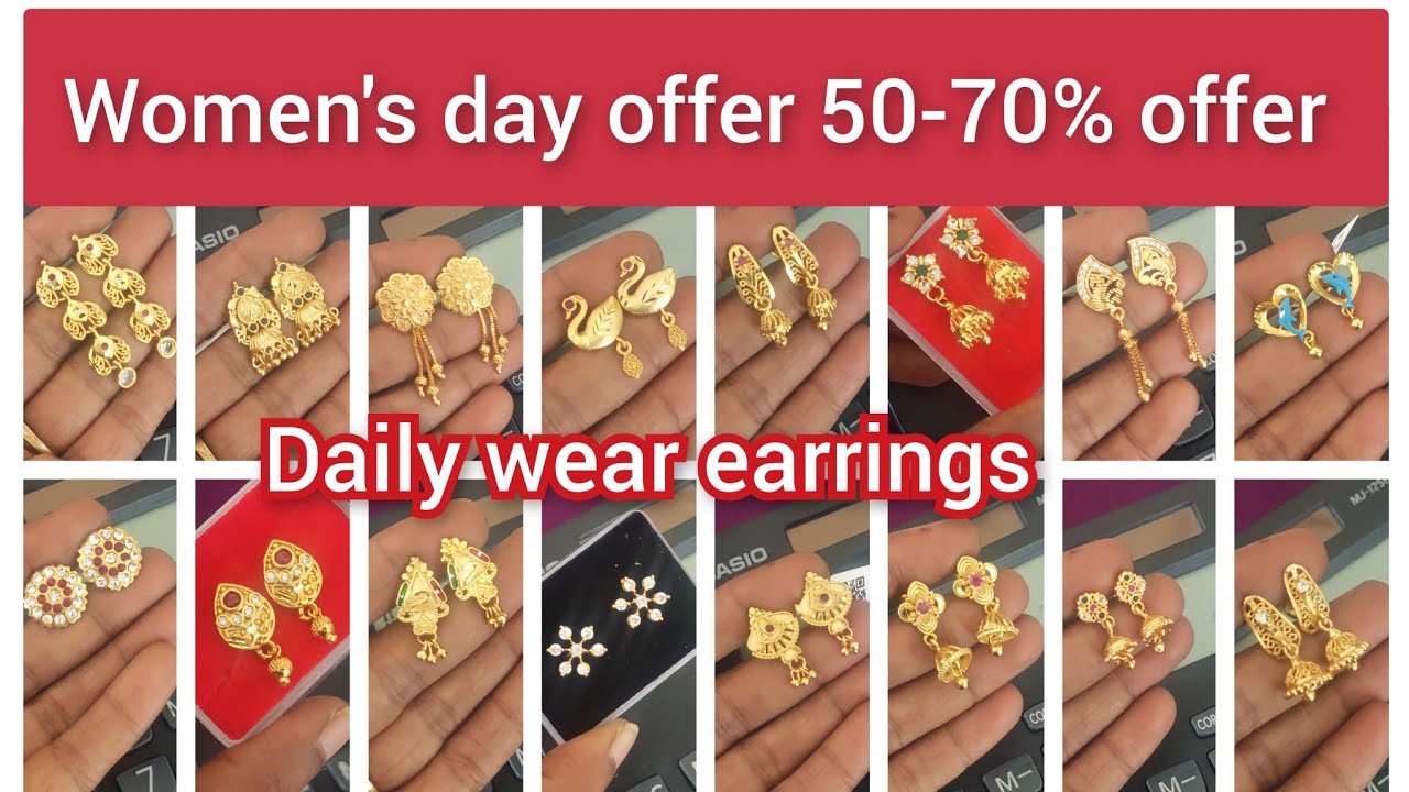 Daily wear earrings, women's day offer, COD available, whatsapp @8015377604, 8148477605