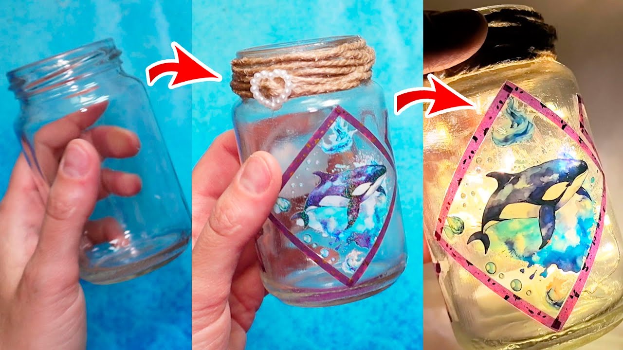 2 amazing ideas DIY ✅ from a glass jar into a beautiful night light ✅
