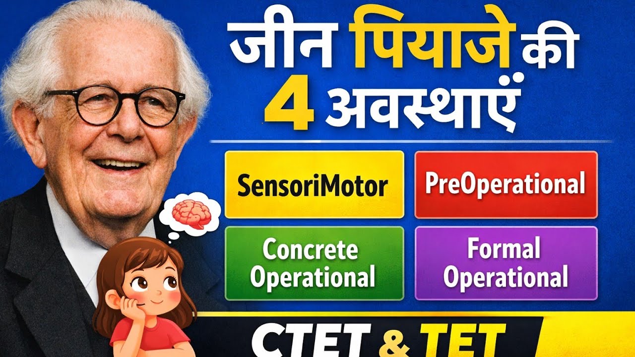 Jean Piaget Theory in Hindi | जीन पियाजे की 4 अवस्थाएँ | CTET & TET Child Development (2026)