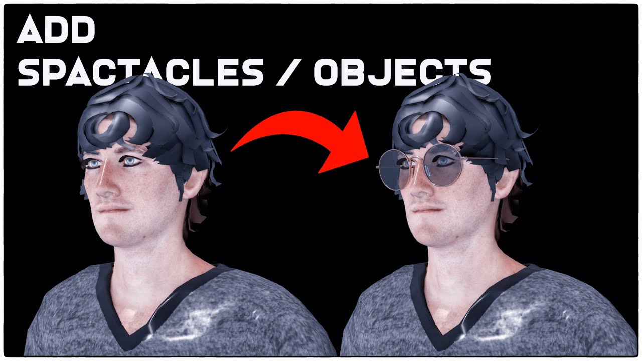 Attach spectacles or any objects to 3D character model | Blender tutorial