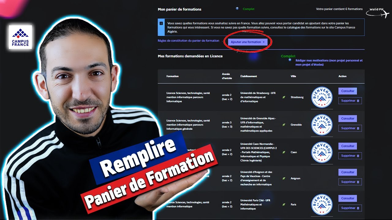 Comment ajouter des Universités dans Panier de Formation sur Compte Pastel كيفية إضافة الجامعات