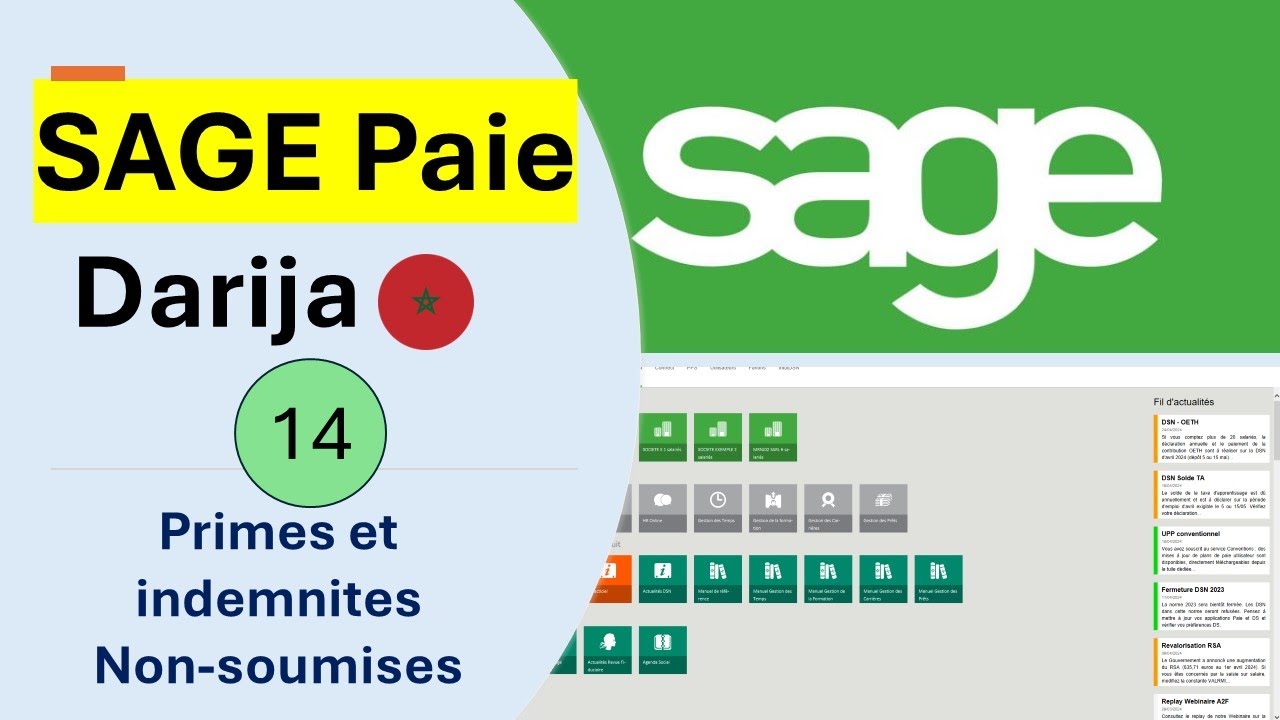 14) Formation SAGE PAIE Darija Marocain - Les Primes et les Indémnités